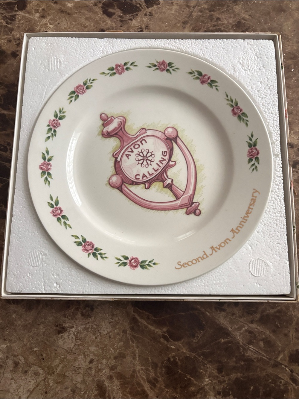 Avon Pink Rose Decorative Anniversary Plate